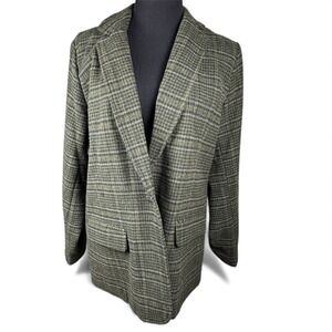 ST JOHN'S BAY Women's Classic Plaid Button Blazer Jacket XXL Green Wool Blend